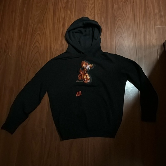 UNIQLO X JEFF KOONS UT GRAPHIC HOODIE BLACK orange ballon dog unisex size S - Picture 2 of 12